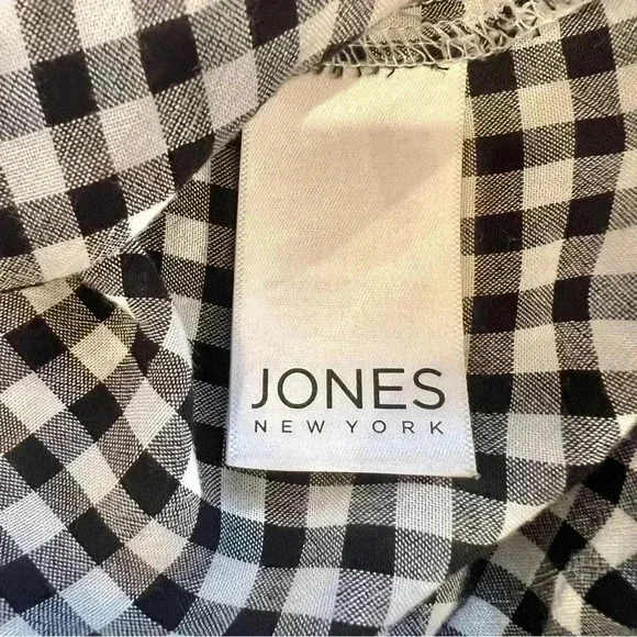 Jones New York Women's Front Tie Button Down Gingham Blouse Size Medium - Picture 10 of 13